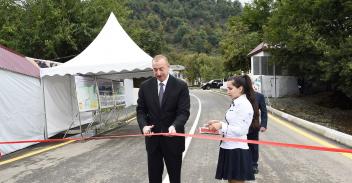 Ilham Aliyev attended inauguration of Piran-Hamarat-Vijaker highway in Lerik district after renovation