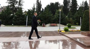 Ilham Aliyev arrived in Imishli district for visit