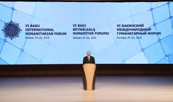 İlham Əliyev Bakıda VI Beynəlxalq Humanitar Forumun rəsmi açılış mərasimində iştirak edib