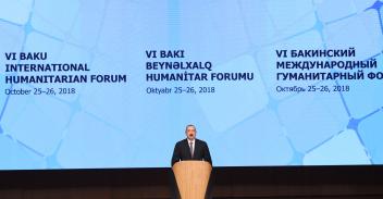 Speech by Ilham Aliyev at the opening of the 6th Baku International Humanitarian Forum