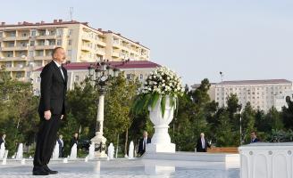 Ilham Aliyev arrived in Sumgayit for visit