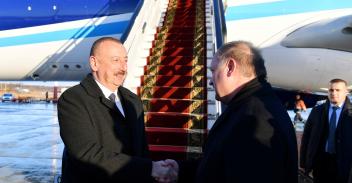 Ilham Aliyev arrived in Russia for working visit