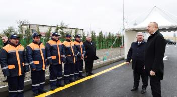 Ilham Aliyev attended opening of newly-built road connecting Ziya Bunyadov avenue with Balakhani-Binagadi highway