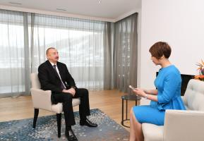 Ilham Aliyev was interviewed by China's CGTN TV channel in Davos