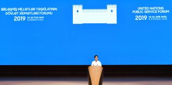 Первый вице-президент Мехрибан Алиева приняла участие в церемонии открытия Форума государственных услуг ООН