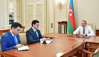 President Ilham Aliyev received Anar Taghiyev on his appointment as head of Yevlakh City Executive Authority and Elnur Rzayev on his appointment as head of Khachmaz District Executive Authority