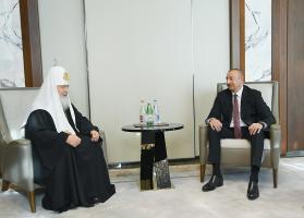 İlham Əliyev Moskvanın və Bütün Rusiyanın Patriarxı Kirill ilə görüşüb