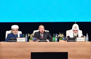 Speech by Ilham Aliyev at the 2nd Summit of World Religious Leaders gets underway in Baku