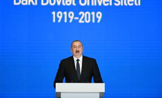 Ilham Aliyev attends ceremony to mark 100th anniversary of Baku State University