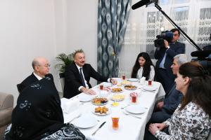 Ilham Aliyev viewed conditions created at newly constructed building for earthquake-affected families in Shamakhi