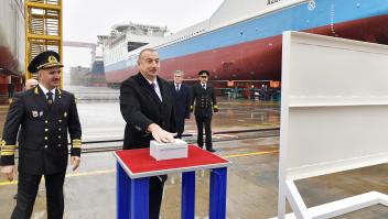 Ilham Aliyev attended ceremony to launch first tanker built at Baku Shipyard