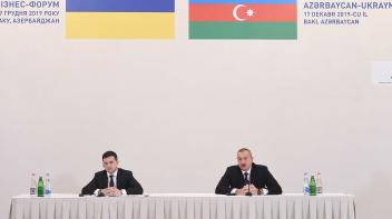 Ilham Aliyev and President of Ukraine Volodymyr Zelensky attend business forum in Baku