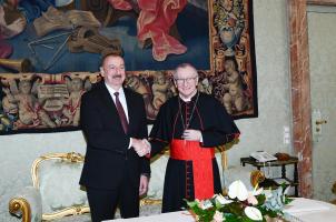 İlham Əliyevin Vatikanda Müqəddəs Taxt-Tacın dövlət katibi kardinal Pietro Parolin ilə görüşü olub