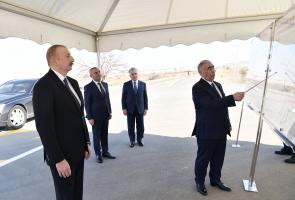 Ильхам Алиев принял участие в открытии после реконструкции автомобильной дороги Шамкир-Аббаслы-Нариманлы