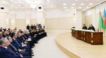 Azerbaijani, Turkmen presidents made press statements