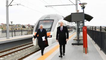 Ilham Aliyev inaugurated Pirshaghi-Goradil-Novkhani-Sumgayit section of Absheron circular railway after renovation