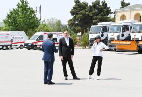 Ilham Aliyev viewed transport vehicles and special machinery allocated to Shamakhi district