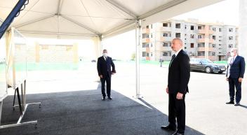 Ilham Aliyev viewed construction of residential block built for IDPs in Samukh district