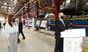 Ilham Aliyev inaugurated construction materials manufacturing plant in Ganja