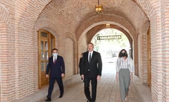 Ilham Aliyev attended opening of “Shah Abbas” and “Ughurlu Khan” caravanserai complex in Ganja after restoration