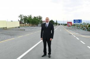 Ilham Aliyev attended opening of newly renovated Gokhmug-Baltali-Babaratma-Garadaghli-Gudula-Dashuz highway in Shaki