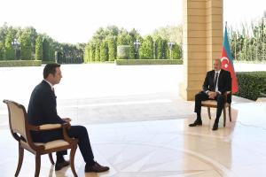 Ilham Aliyev was interviewed by Turkish Haber Global TV channel