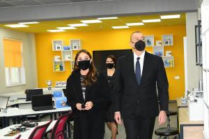 Ilham Aliyev and First Lady Mehriban Aliyeva viewed conditions created at school-lyceum No 3 in Khirdalan city