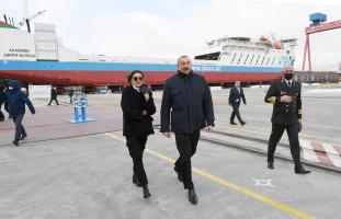 Ilham Aliyev and First Lady Mehriban Aliyeva attended the sail away of “Academician Zarifa Aliyeva” and launch of “Azerbaijan” Ro-Pax type vessels