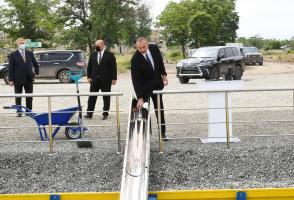 Ilham Aliyev laid foundation stone for new building of Aghdam city school No1