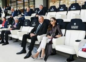 Ильхам Алиев посмотрел матч группы А Уэльс-Швейцария на Бакинском олимпийском стадионе