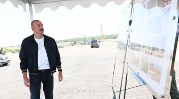Ilham Aliyev viewed construction of Ahmadbayli-Fuzuli-Shusha highway and Victory road