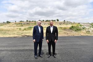 Ilham Aliyev welcomed Turkish President Recep Tayyip Erdogan in Fuzuli district
