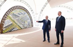 Ilham Aliyev laid the foundation stone for Alat Free Economic Zone, was also interviewed by Azerbaijan Television