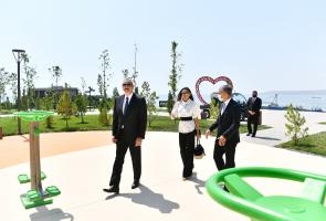 Ilham Aliyev and First Lady Mehriban Aliyeva attended opening of newly-built Ganjlik Park in Baku