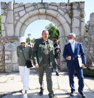 Ilham Aliyev and First Lady Mehriban Aliyeva viewed works planned at Uzeyir Hajibayli’s house-museum in the city of Shusha