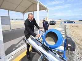 Ilham Aliyev laid foundation stone for another residential complex in Sumgayit as part of preferential housing project