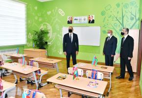 Ilham Aliyev viewed conditions created at secondary school No 71 in Sabunchu district