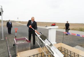 Ilham Aliyev visited Fuzuli district Foundation stone for Fuzuli-Aghdam highway was laid