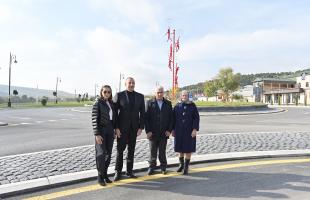 Ilham Aliyev and First Lady Mehriban Aliyeva viewed work done at Youth Park in city Shamakhi