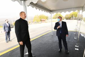 Ilham Aliyev attended opening of Basgal-Sulut highway in Ismayilli district