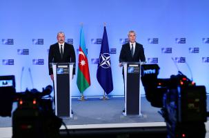 Ilham Aliyev, NATO Secretary-General Jens Stoltenberg held a joint press conference in Brussels