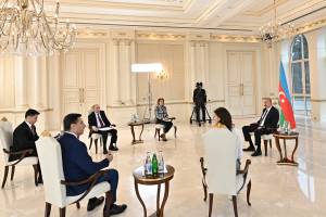 Ilham Aliyev was interviewed by local TV channels