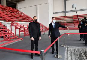 Ilham Aliyev viewed construction progress at Gandja Sports Palace