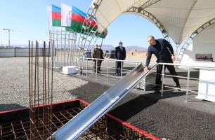 Ilham Aliyev and First Lady Mehriban Aliyeva attended a ceremony to lay the foundation stone for the “Park Forest Hotel Aghdam”