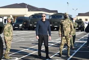 Ilham Aliyev and First Lady Mehriban Aliyeva attended the inauguration of the newly built military campus for the Internal Troops of the Ministry of Internal Affairs in Aghjabadi district