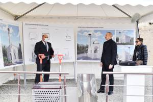 Ilham Aliyev and First Lady Mehriban Aliyeva have laid a foundation stone for the mosque to be built in Sugovushan settlement, Tartar district