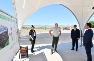 Ilham Aliyev and First Lady Mehriban Aliyeva viewed intensive orchard in Zangilan district