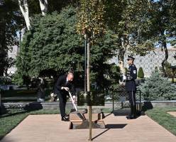 Heads of state and government attending Summit planted trees in Registan Square, Samarkand