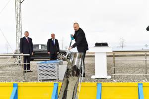 Ilham Aliyev laid the foundation stone for the new plant at “Shaki-Oghuz” Agropark in Oghuz district