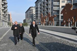 Ilham Aliyev views construction of several infrastructure facilities in Central Park Quarter of Baku White City, lays foundation of Karabakh Horses Complex